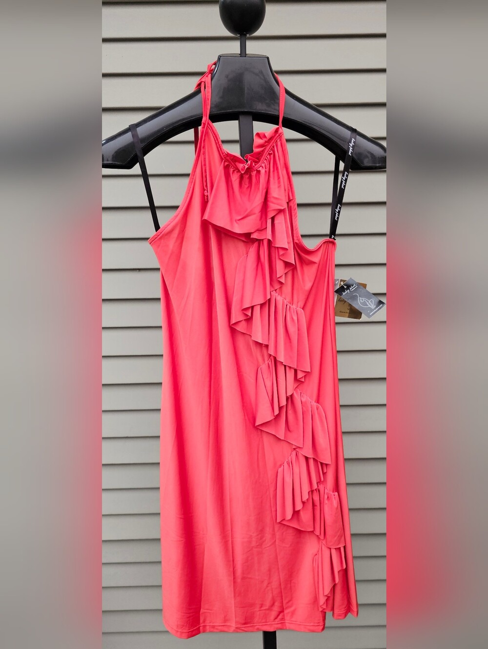 Vintage Y2K Baby Phat Coral One-Shoulder Ruffle Dress